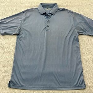 HL Sport Men's L Performance Luxury Blue Short Sleeve Geometric Pattern Polo